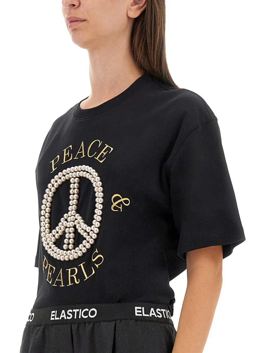 MOSCHINO Cropped T-shirt Laurel Crown Logo - Image 4