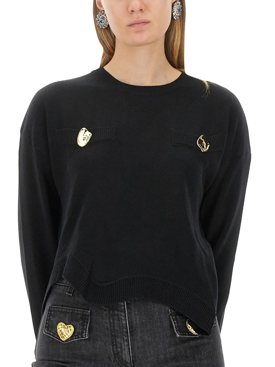 Moschino Cropped Virgin Wool T-Shirt - Image 4