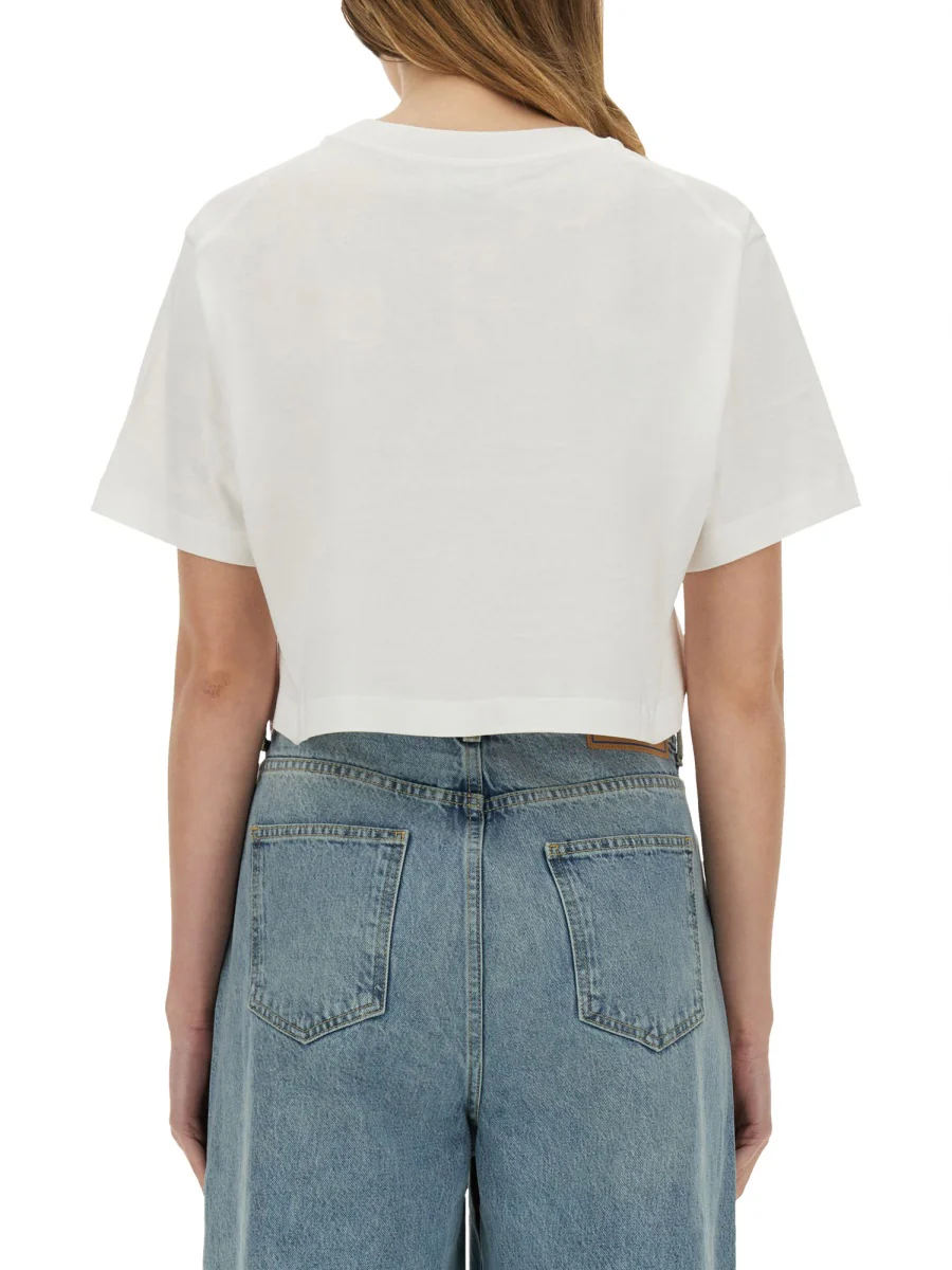 Moschino Jeans Cropped T-Shirt with Logo - Women's - Image 7
