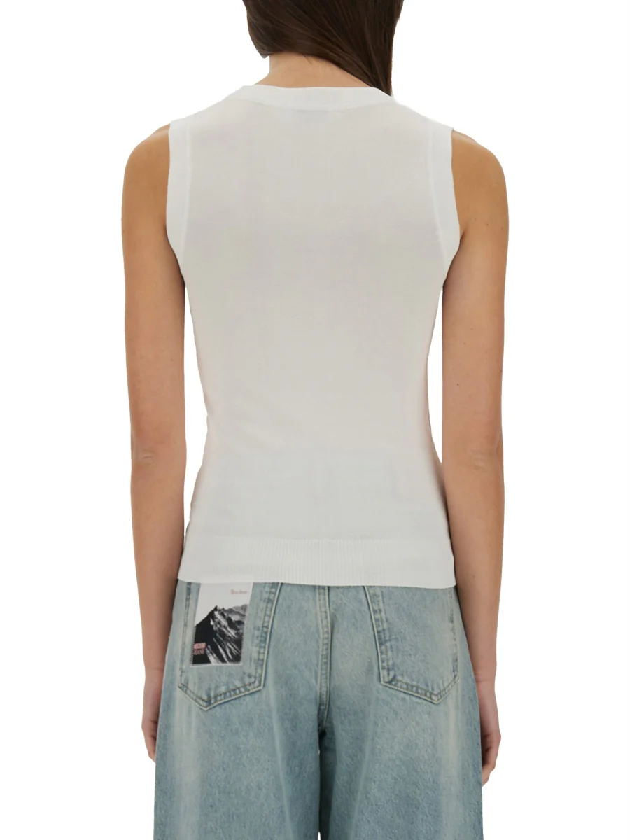 Moschino Jeans Slim Fit Knit Top with Inlay Logo - Image 7