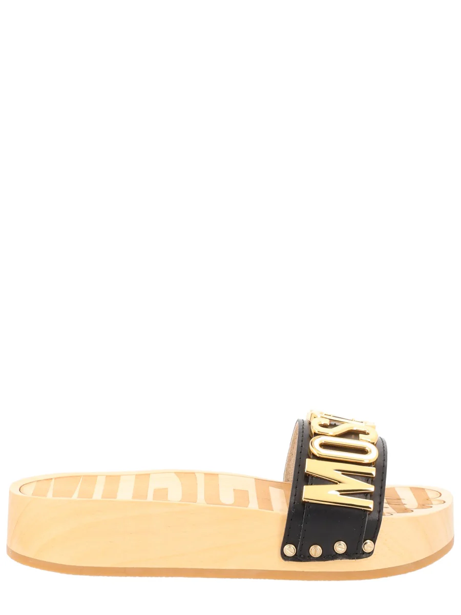 MOSCHINO Sandals in Calfskin and Wood