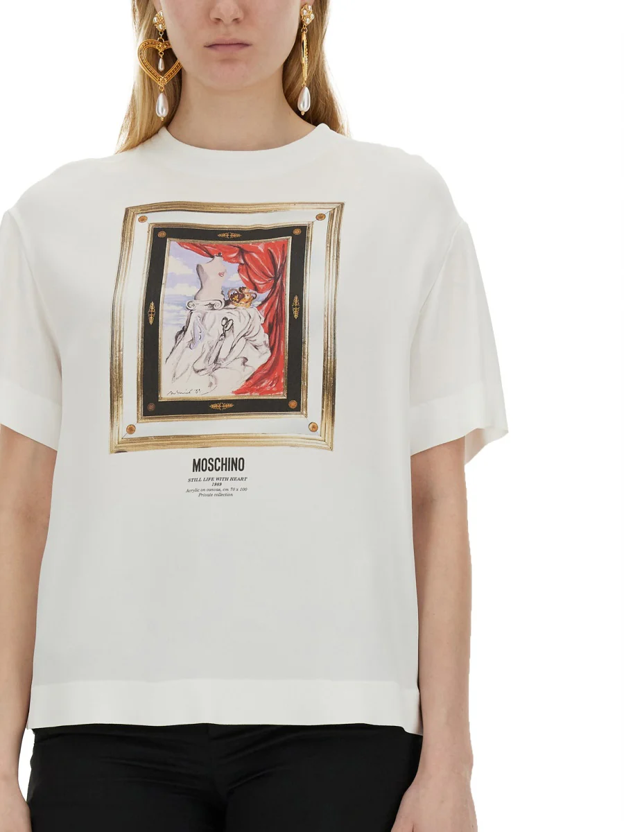 Moschino Satin Blouse Still Life with Heart - Regular Fit - Image 4