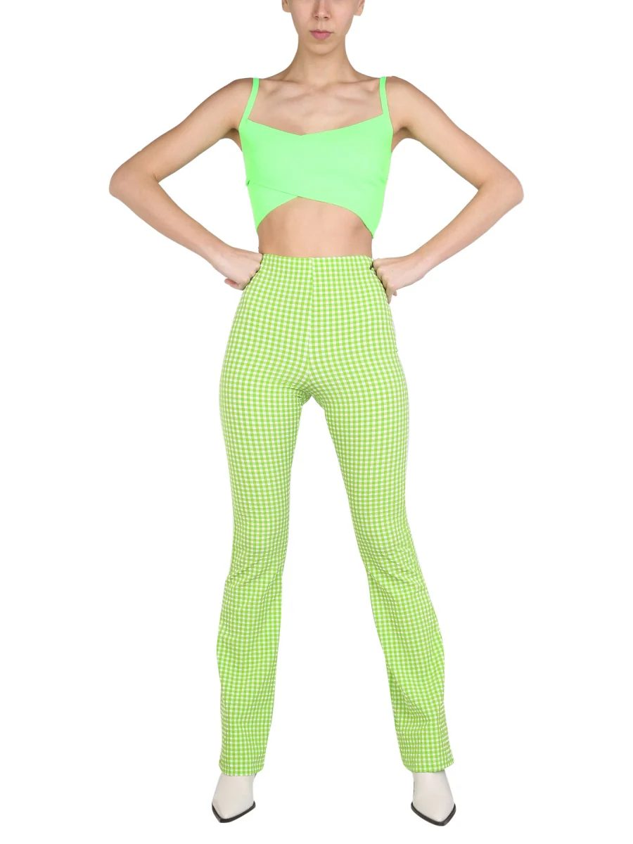 Msgm High Waist Plaid Pattern Pants - Image 6