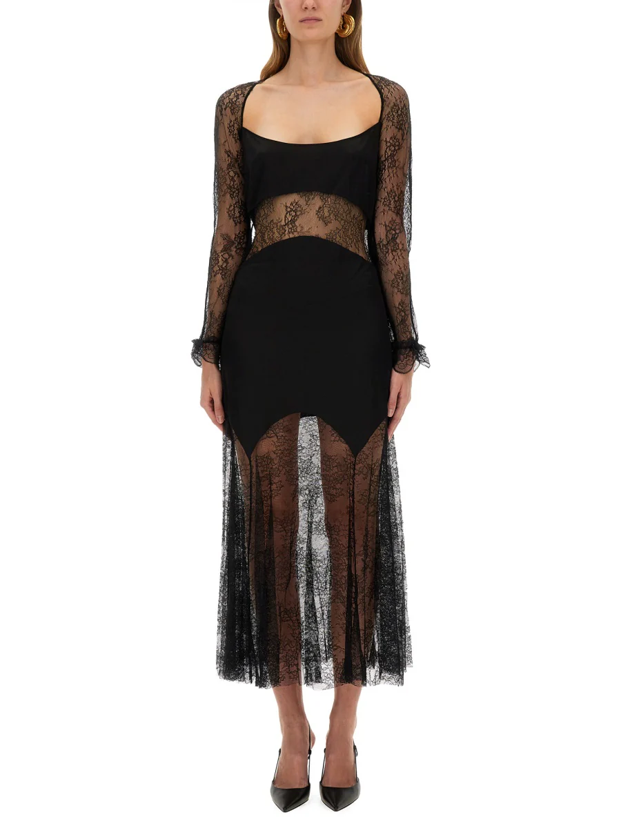 NINA RICCI Long Open Neck Lace Dress
