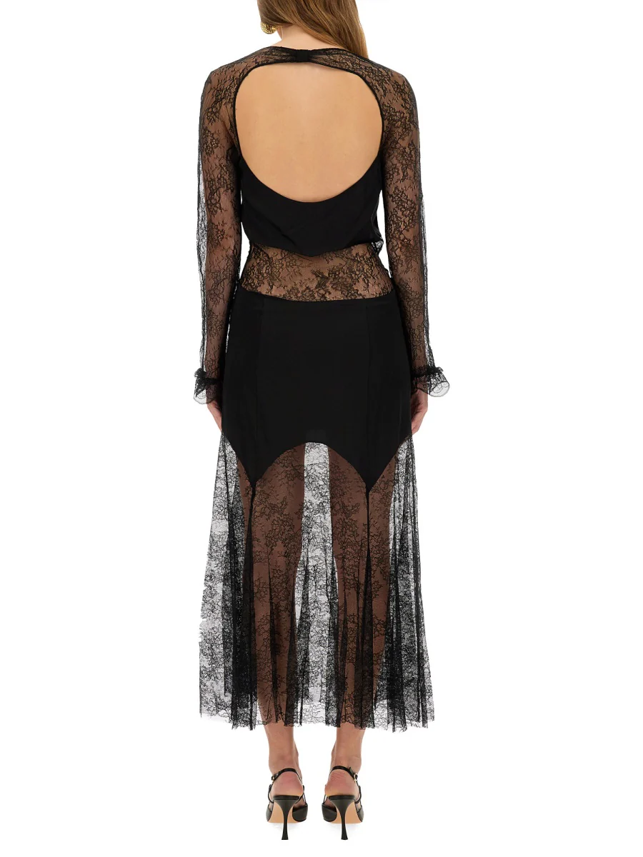 NINA RICCI Long Open Neck Lace Dress - Image 3