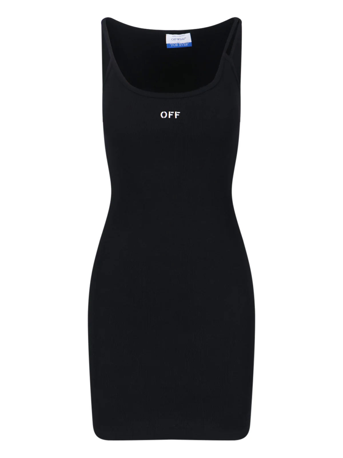 Off-white Cotton Stretch Marker-Detail Midi Dress