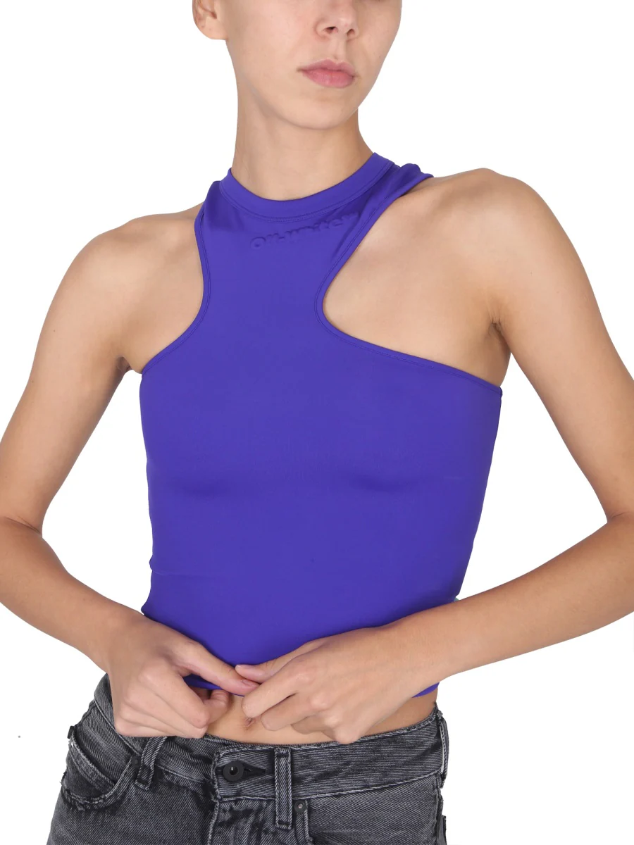 OFF-WHITE Embroidered-logo Asymmetric Tank Top - Image 4