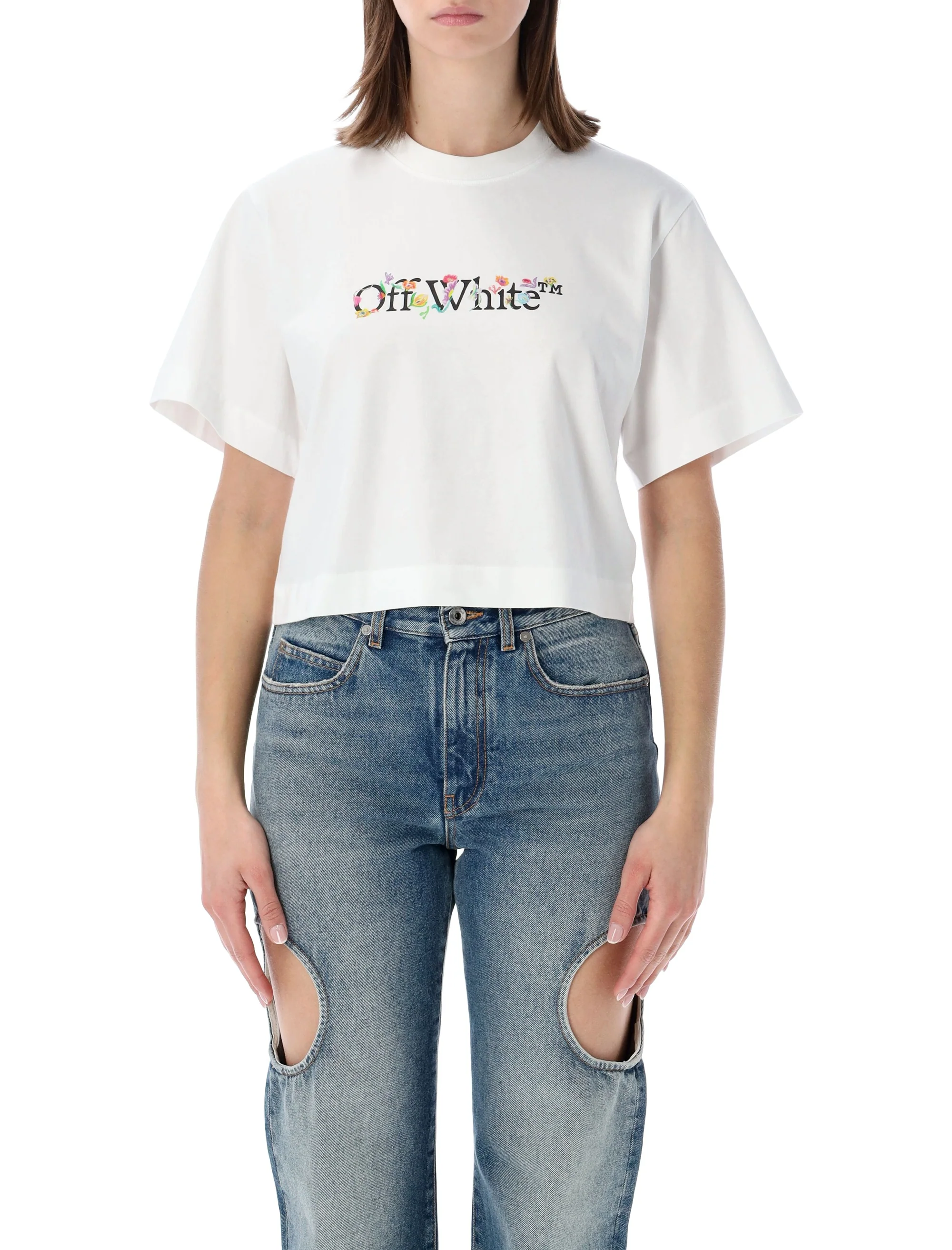 Off-White Flower Cropped T-shirt