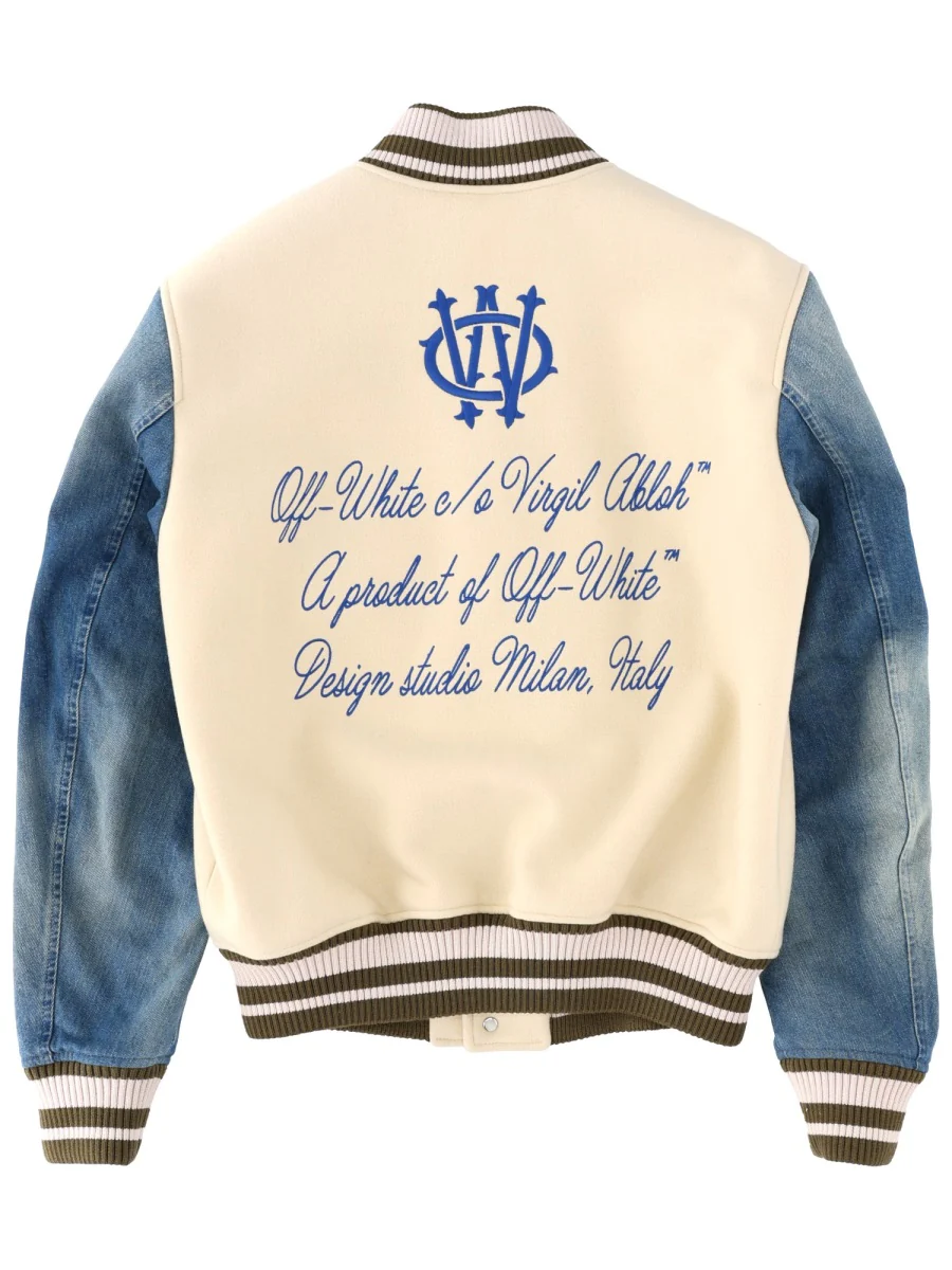 OFF-WHITE Gothic Wool Denim Varsity Jacket