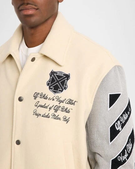 Off-white Men's Wool Re-Thexed Varsity Stand Jacket - Image 3