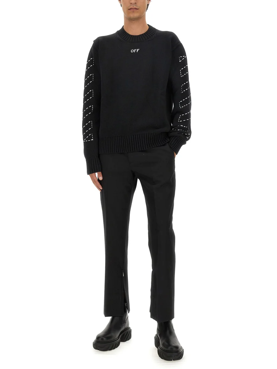 OFF-WHITE OW Embroidered Wool Pants - Image 2