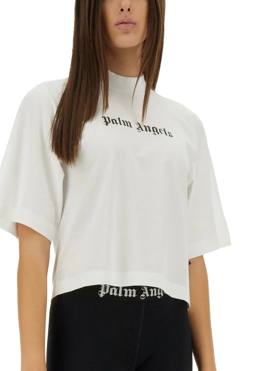 PALM ANGELS Classic Logo Cropped T-Shirt - Image 4