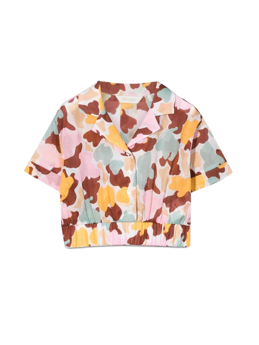 PALM ANGELS Cropped Camouflage Print Shirt