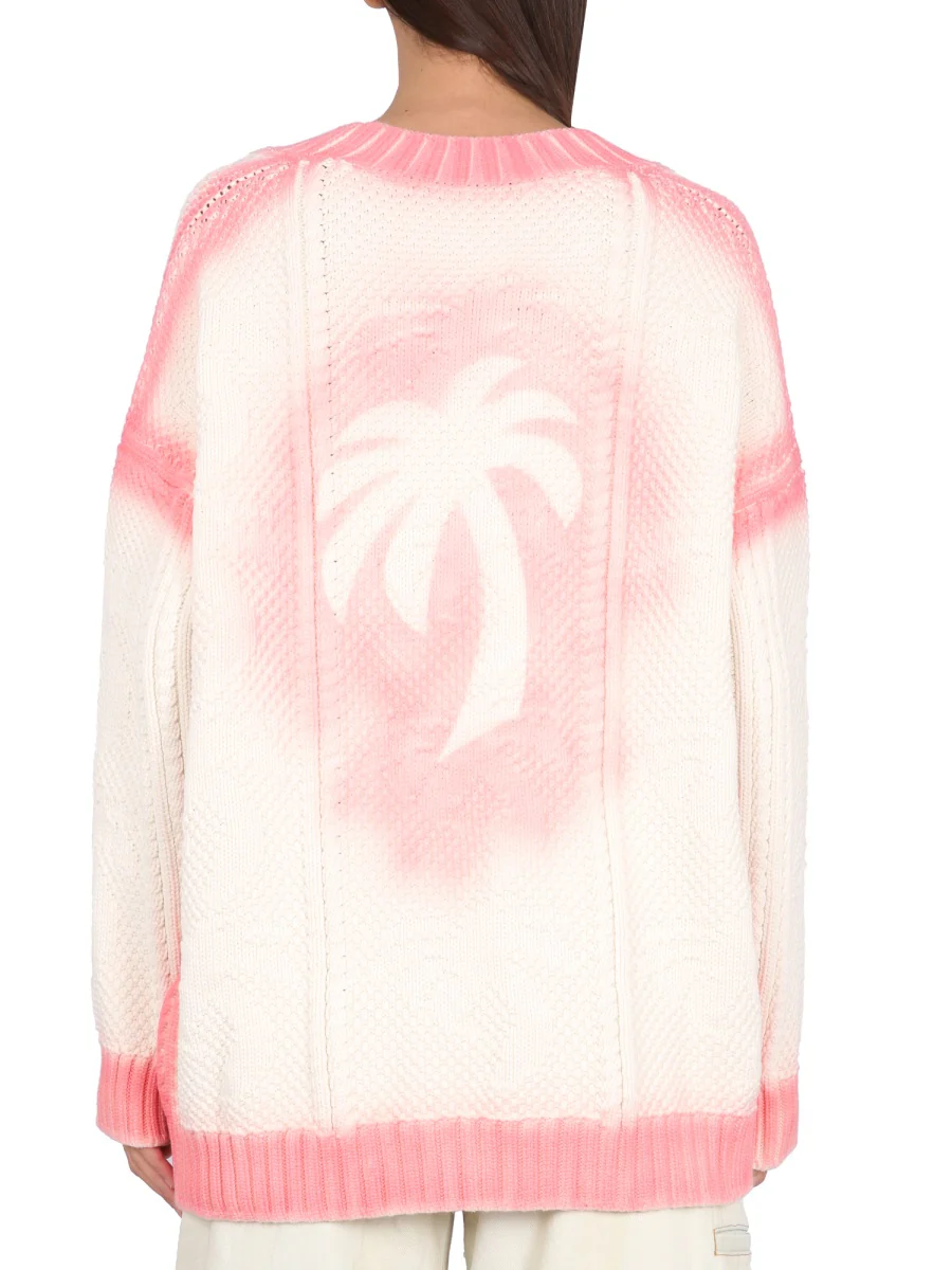 PALM ANGELS Patent Leather Effect Palm Cardigan - Image 3