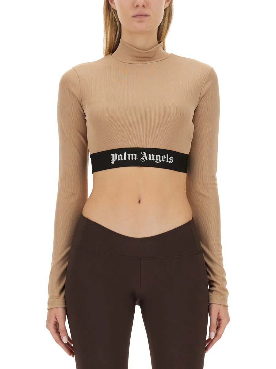 Palm Angels Slim Fit Cropped Logo Top