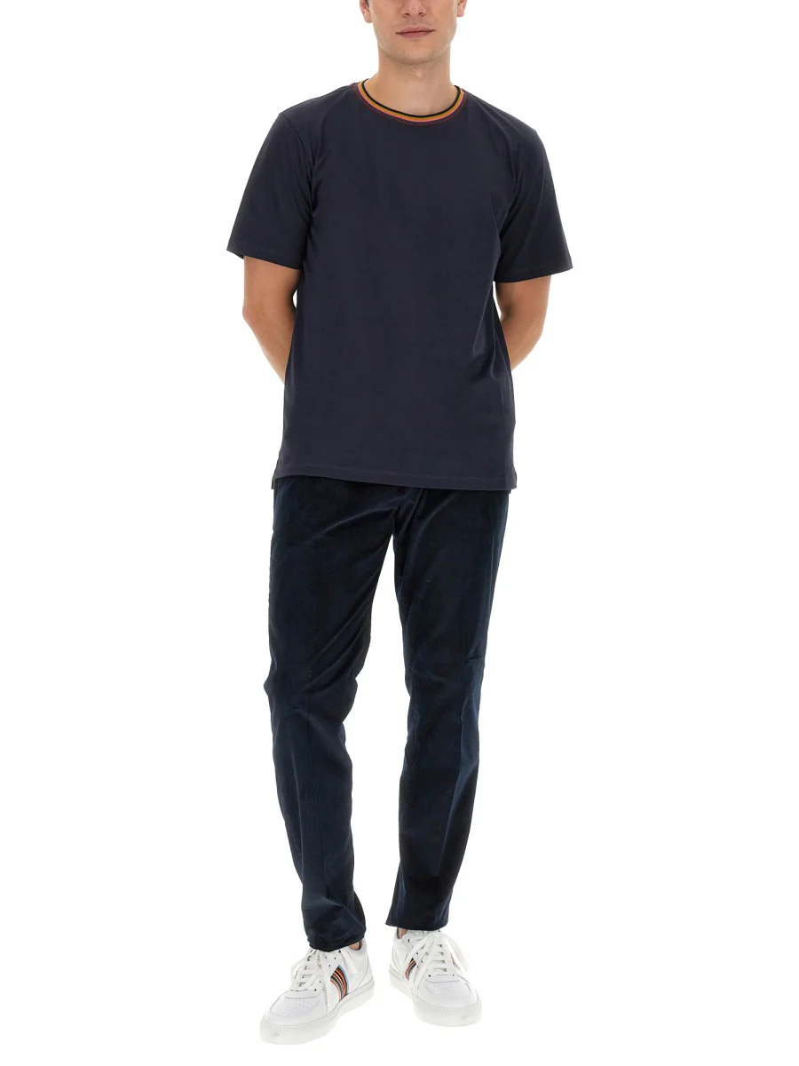 Paul Smith Men's Regular Fit Organic Cotton T-Shirt with Neck Stripe Logo - Image 3