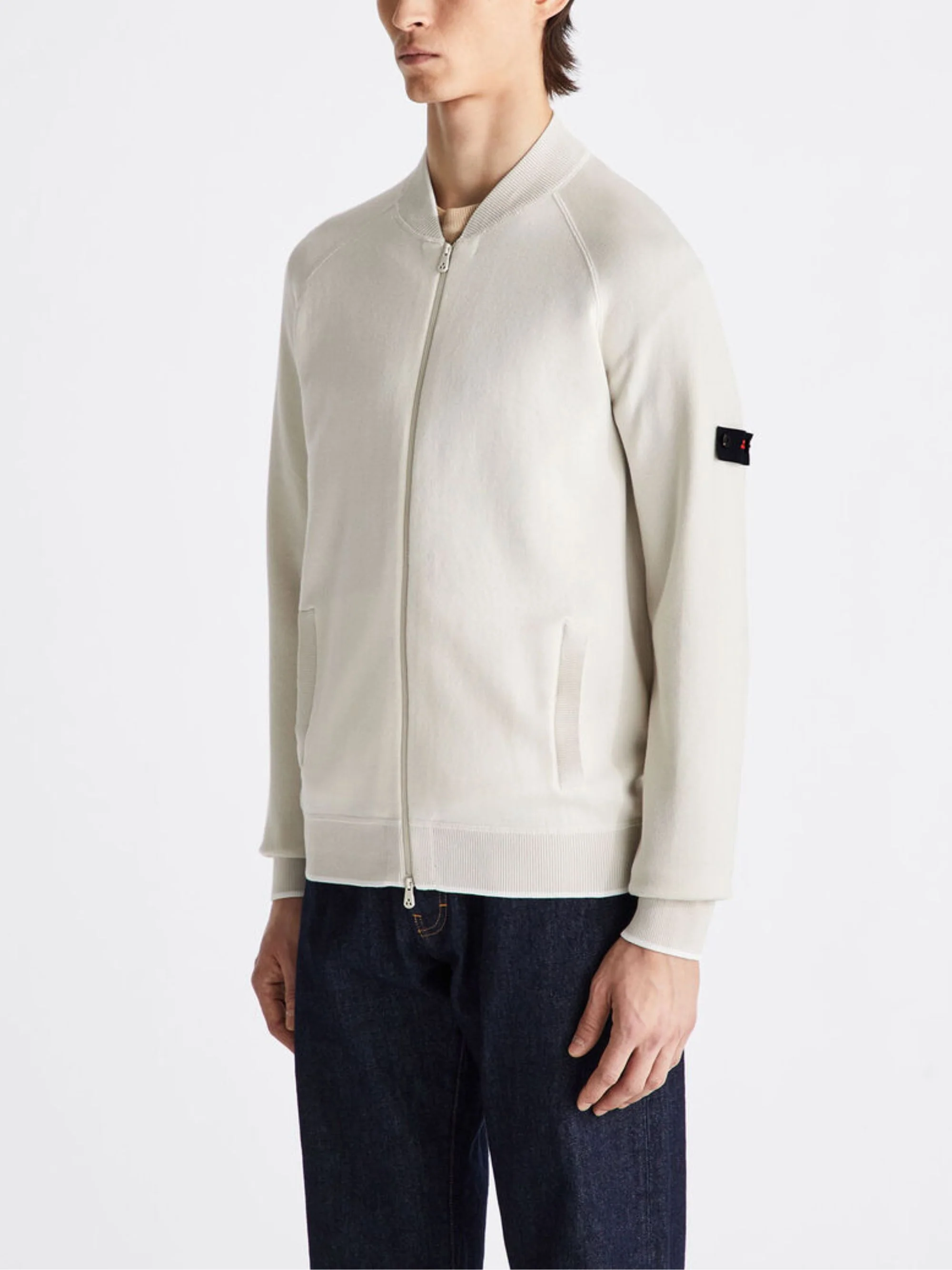 Peuterey Zip Fastening Raglan Sleeve Sweatshirt with Logo Patch and Ribbed Cuffs - Image 3