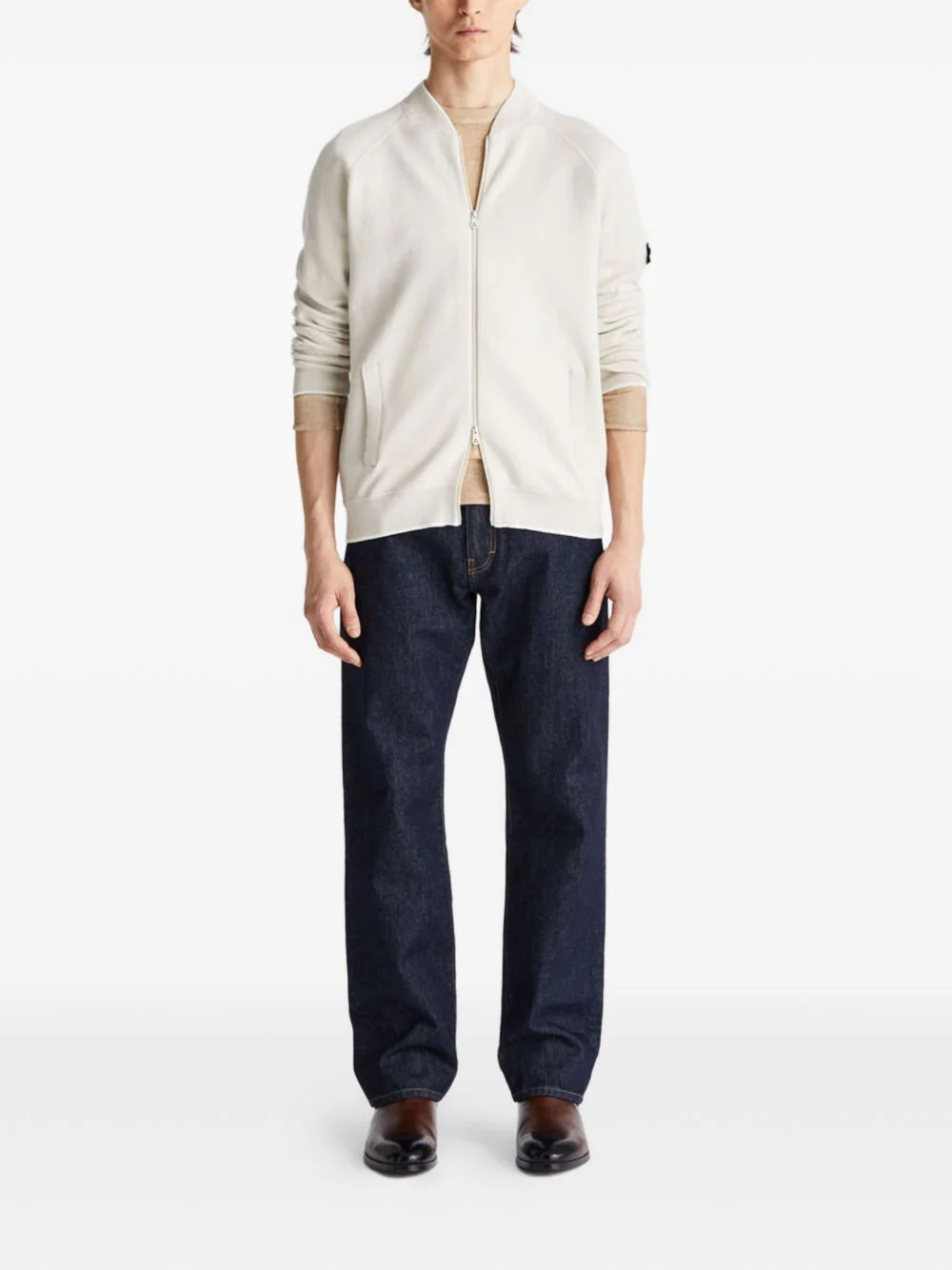 Peuterey Zip Fastening Raglan Sleeve Sweatshirt with Logo Patch and Ribbed Cuffs - Image 6