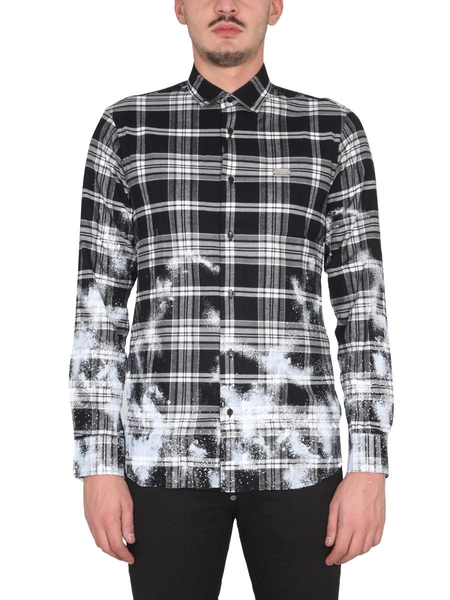 PHILIPP PLEIN Gothic Plein Checked Cotton Shirt