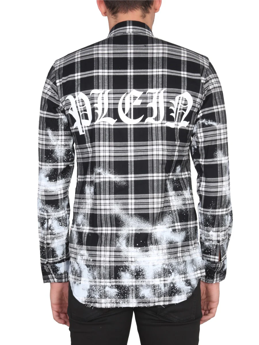 PHILIPP PLEIN Gothic Plein Checked Cotton Shirt - Image 3