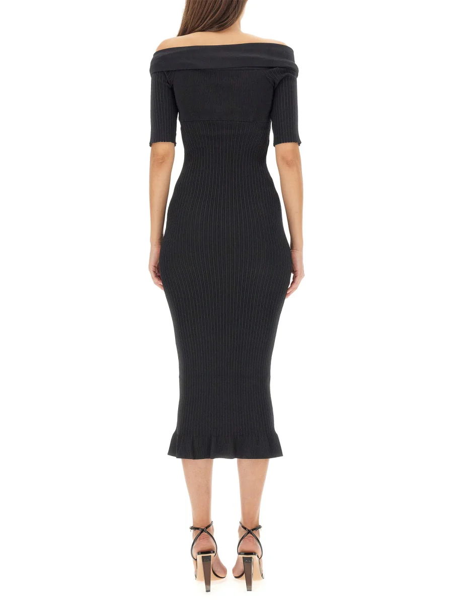 PHILOSOPHY DI LORENZO SERAFINI Off-shoulder Knitted Midi Dress - Image 3