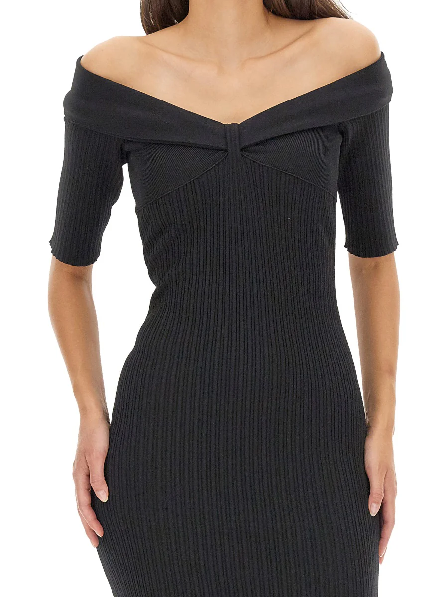 PHILOSOPHY DI LORENZO SERAFINI Off-shoulder Knitted Midi Dress - Image 4