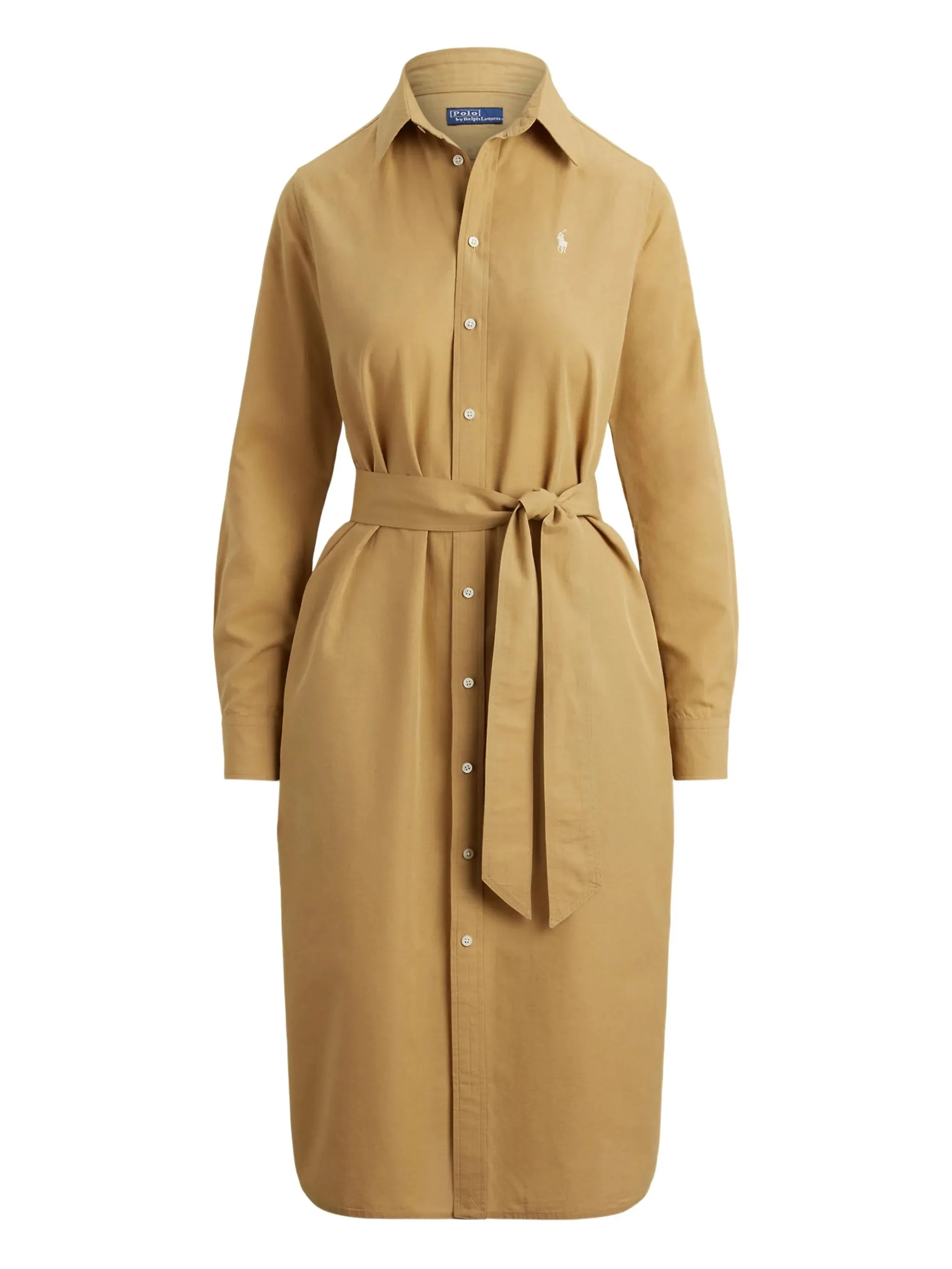 Polo Ralph Lauren Pointed Collar Shirt Dress with Self-Fabric Belt - Size 40