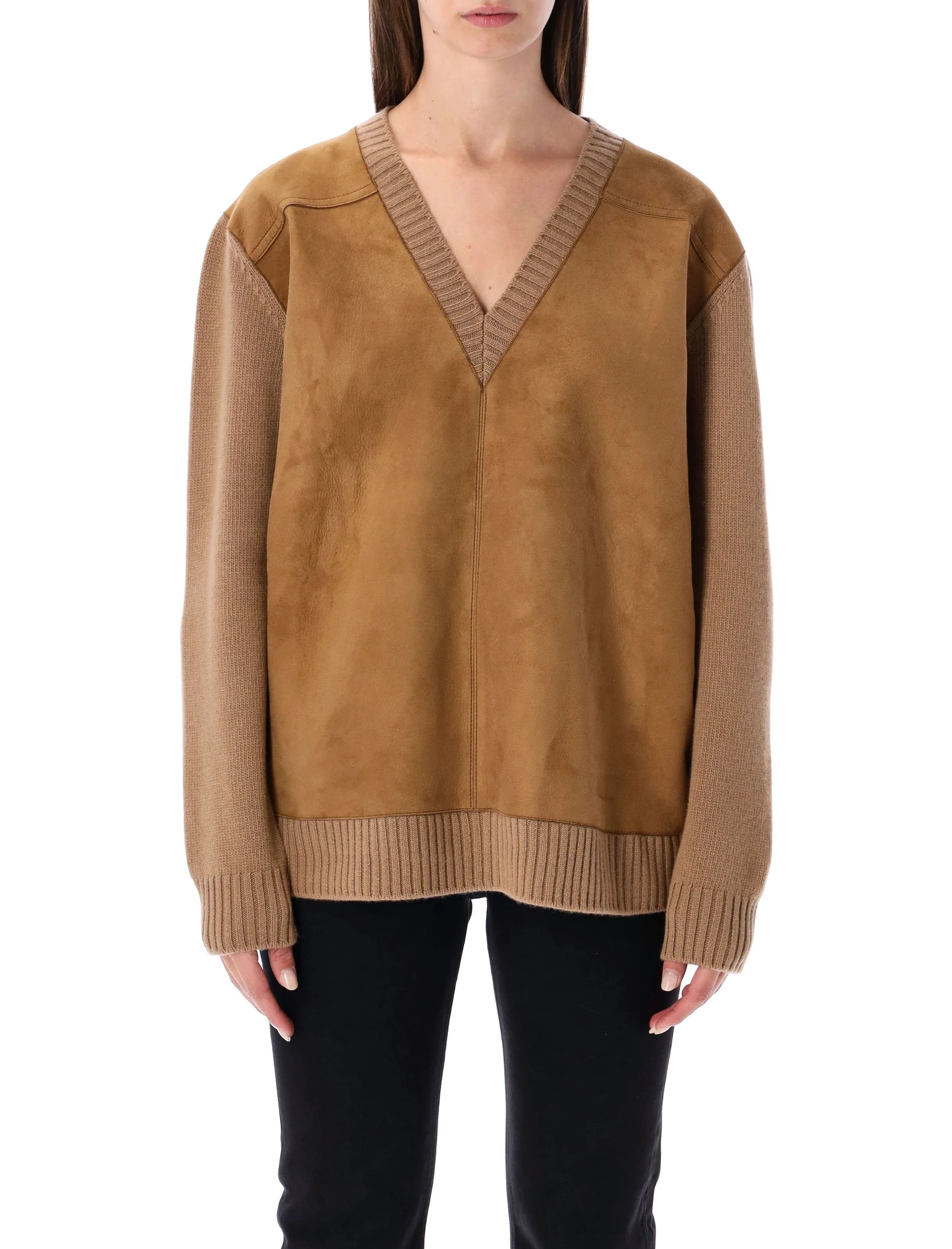Prada Cashmere, Wool and Suede Sweater