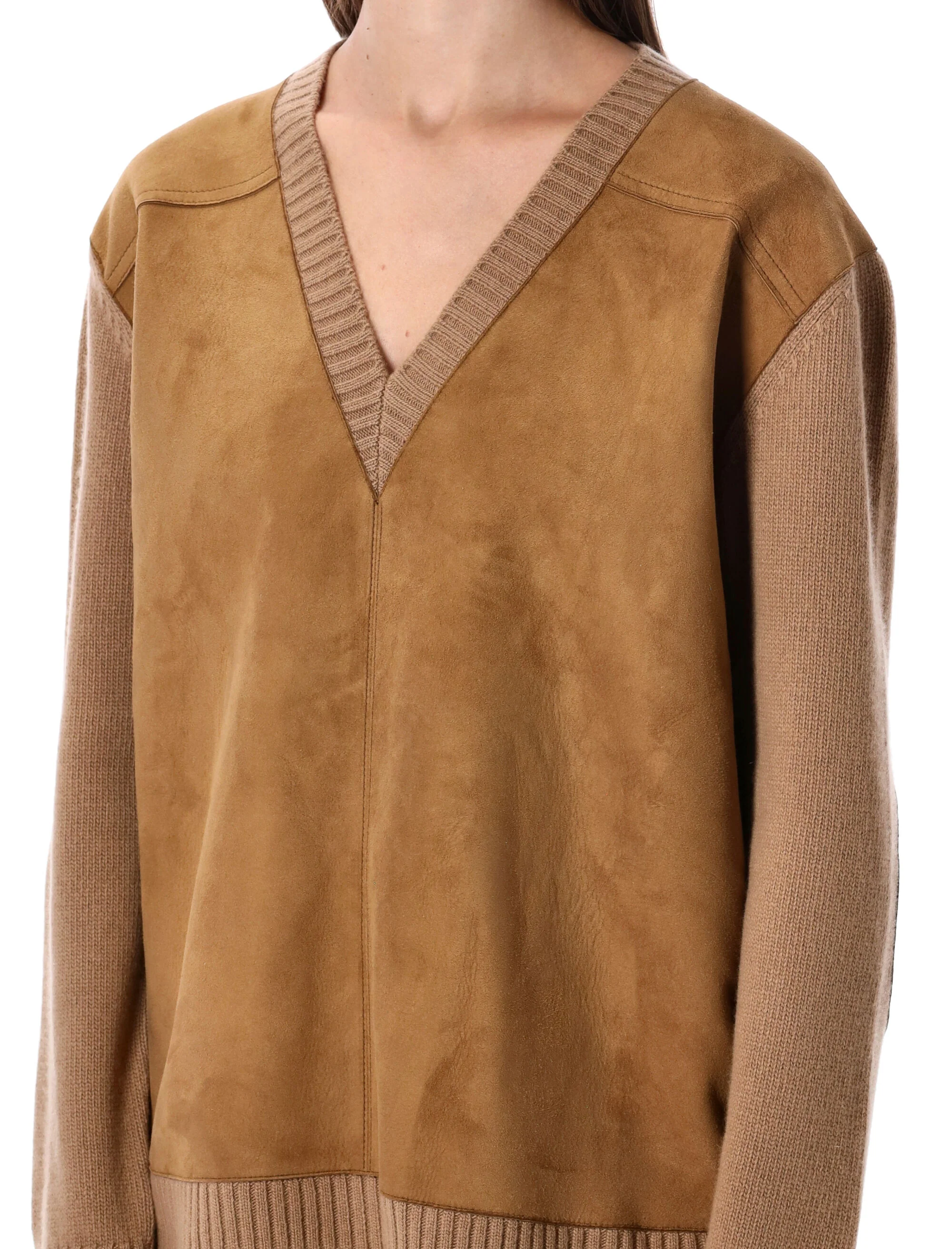 Prada Cashmere, Wool and Suede Sweater - Image 3