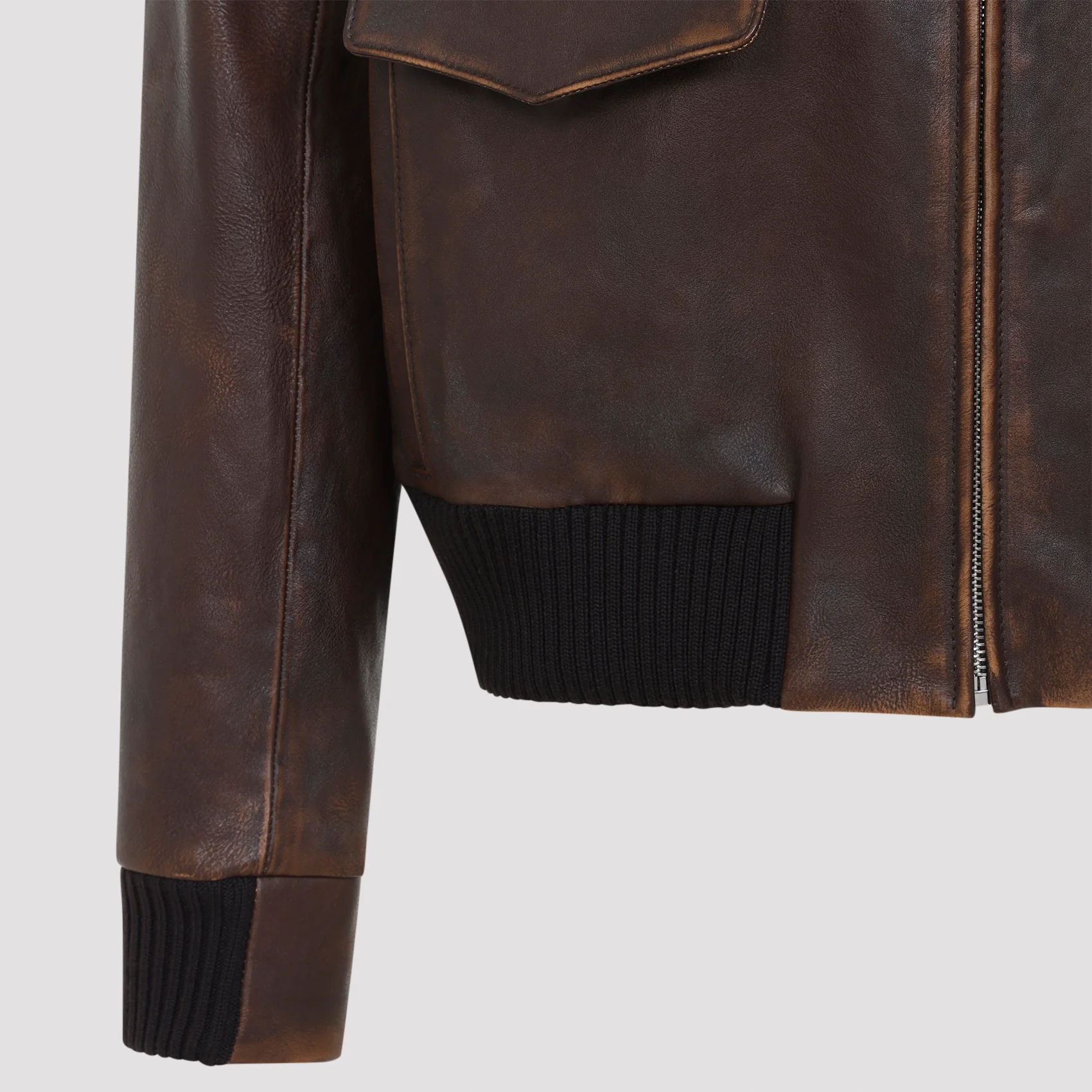 Prada Men’s Leather Bomber Jacket - Image 5