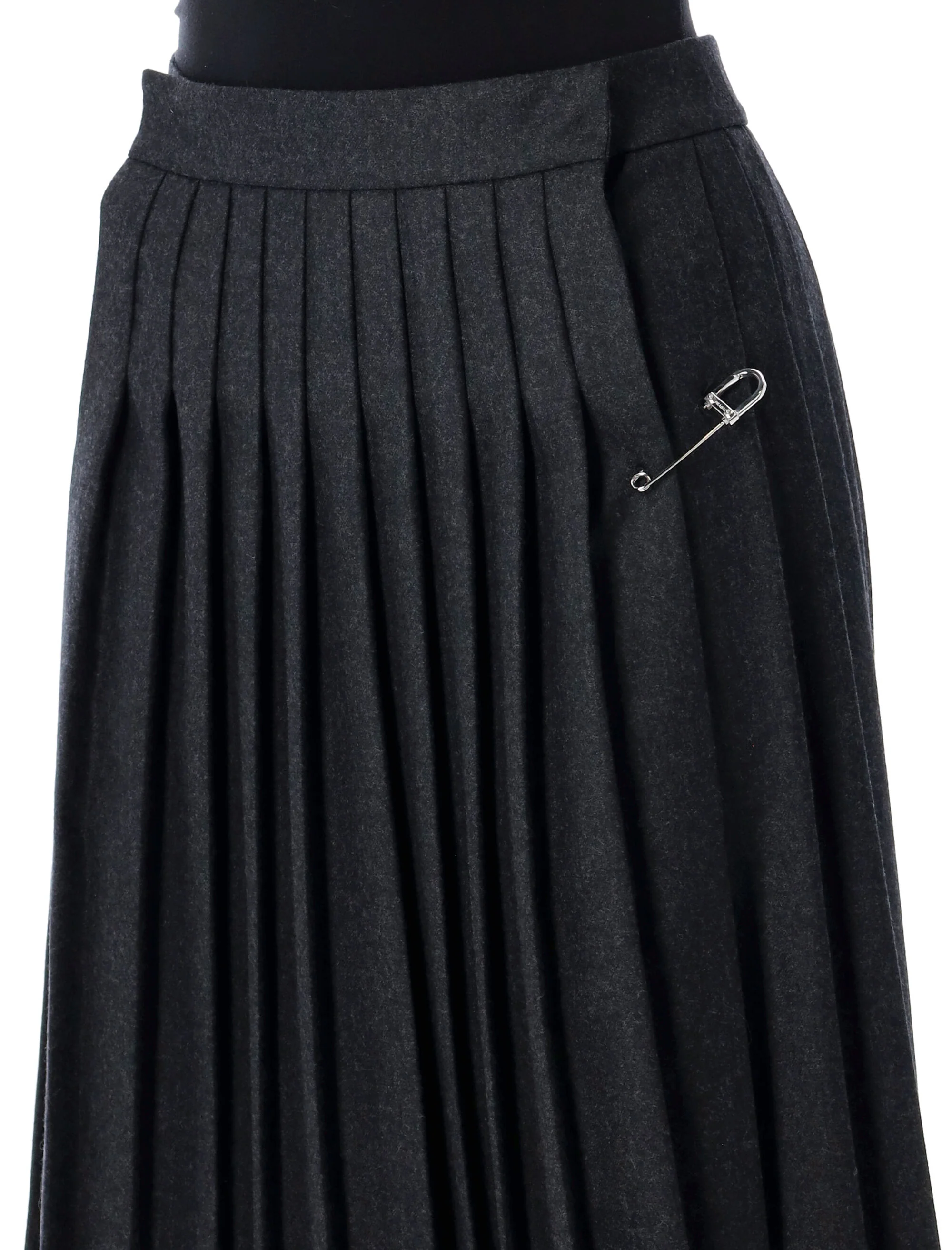 Prada Pleated Wool Flannel Skirt - Image 3