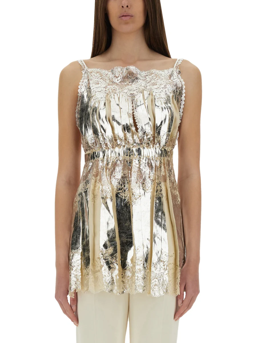 RABANNE Laminated Pleated Satin Top - Image 5