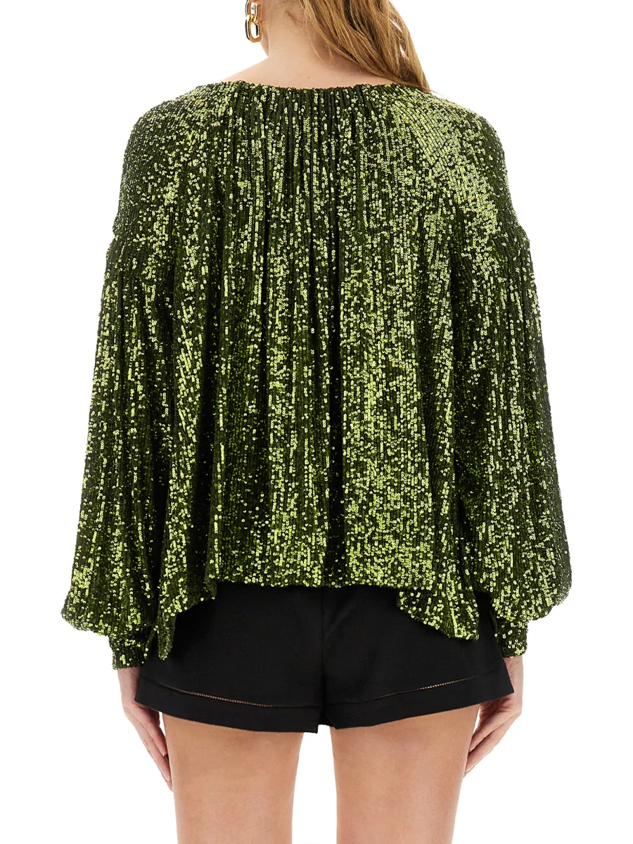 RABANNE Sequined Crepe de Chine Turtleneck Top - Image 3