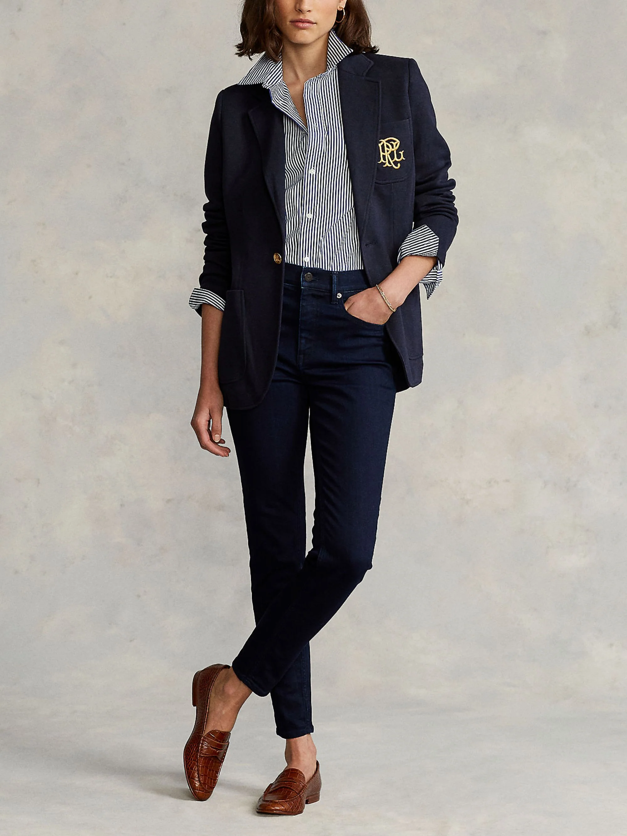 Ralph Lauren Monogram Mini Blazer with Gold Embroidered Logo - Image 5