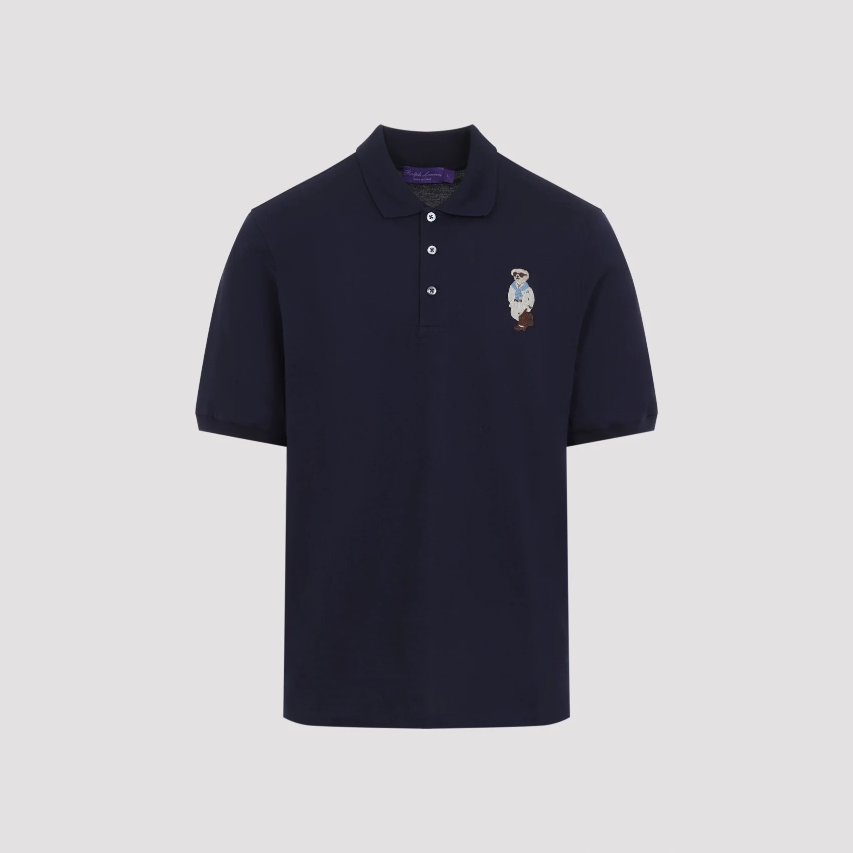 Ralph Lauren Purple Label Bear Polo Shirt in Cotton Cashmere