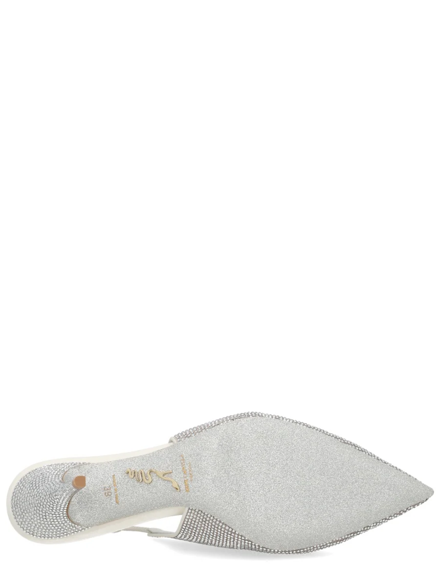 Rene` Caovilla RENE CAOVILLA Crystal-embellished Leather and Tulle Slingback Pumps - Image 4