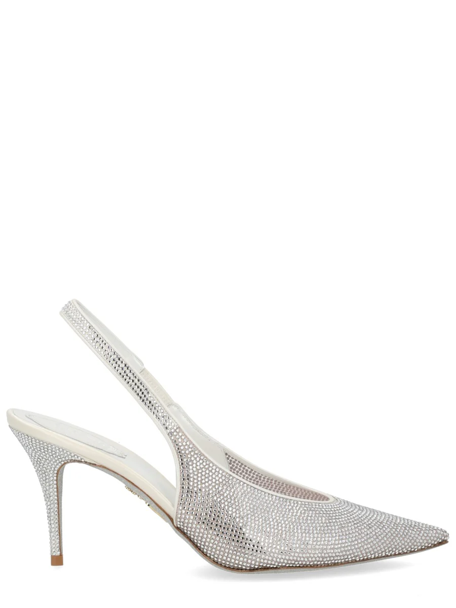 Rene` Caovilla RENE CAOVILLA Crystal-embellished Leather and Tulle Slingback Pumps - Image 5