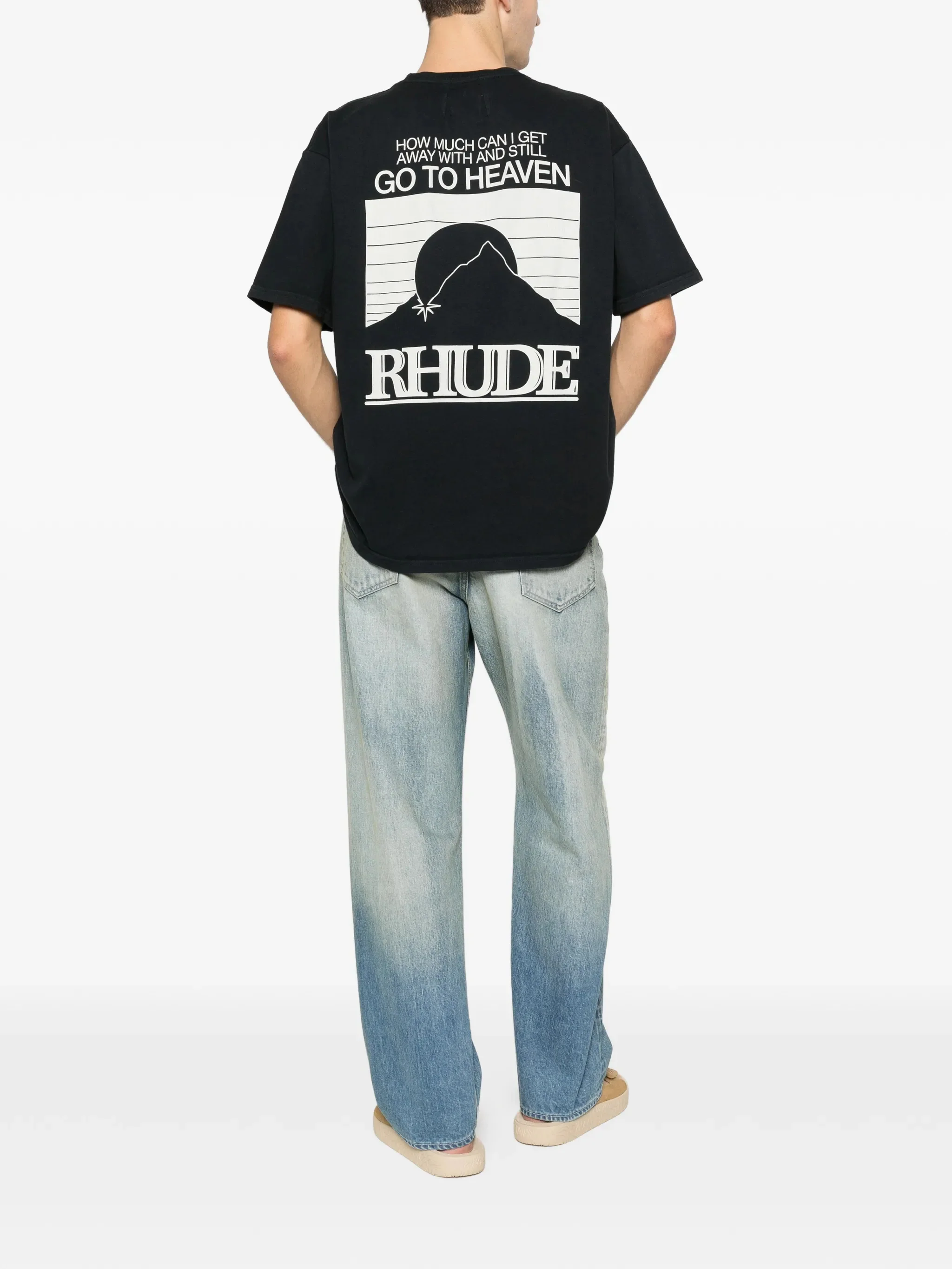 Rhude Logo Crewneck T-Shirt with Chest & Back Print - Image 2