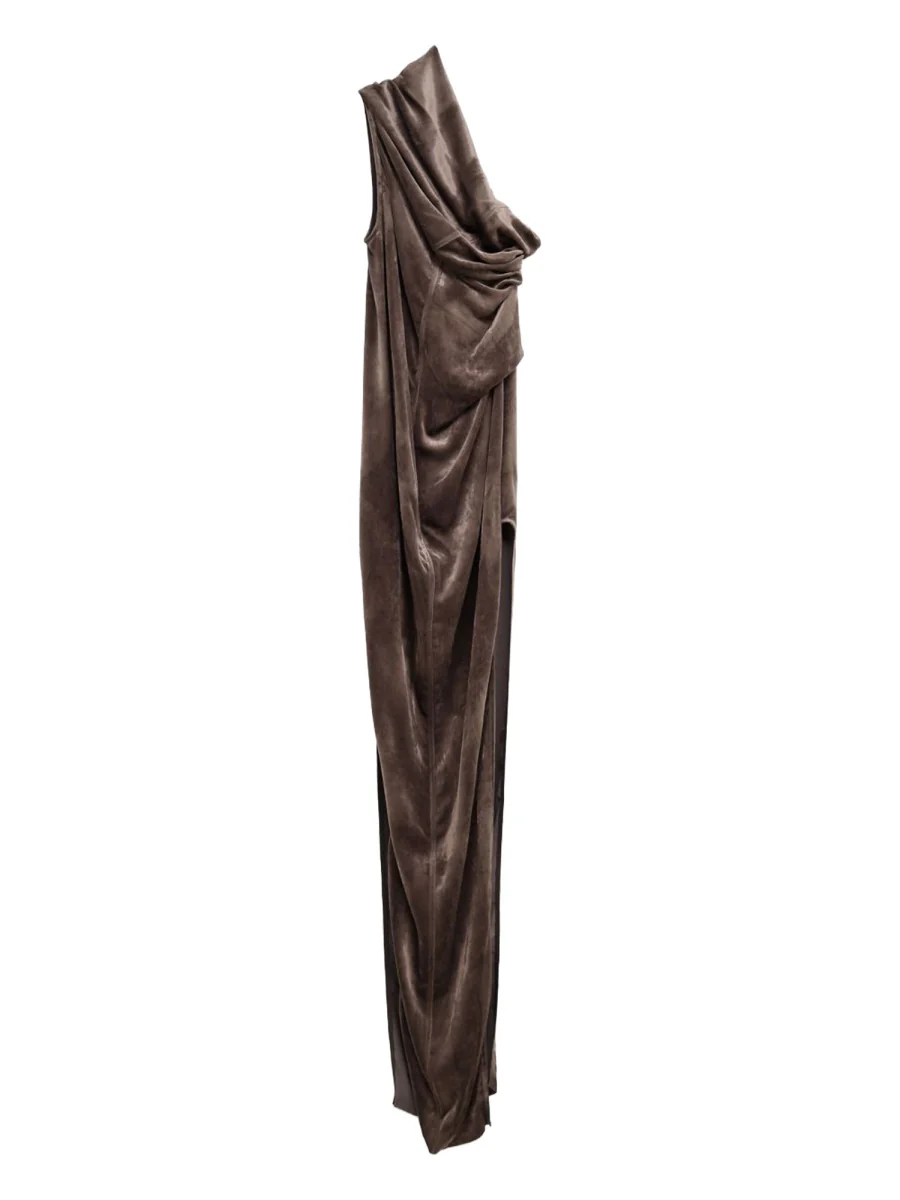 RICK OWENS Athena Arrowhead One-shoulder Dress in Chenille - Image 2
