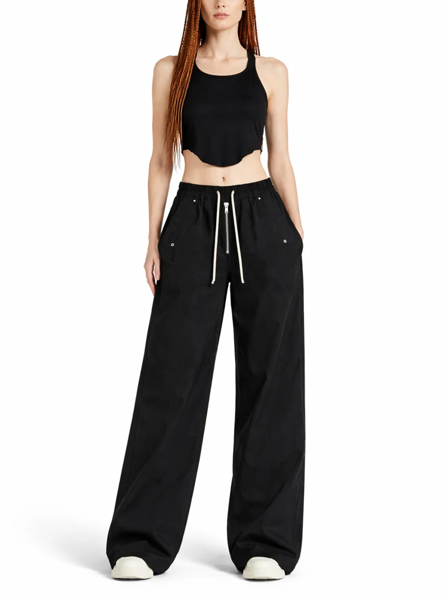 RICK OWENS DRKSHDW 'Basic' Tank Top in Semi-transparent Cotton, Crop Model, Raw Cut Hem and Round Neckline - Image 3