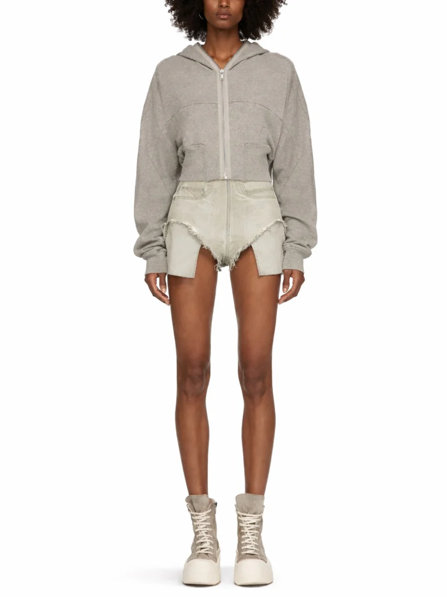 RICK OWENS DRKSHDW Distressed High-rise Denim Shorts - Image 2