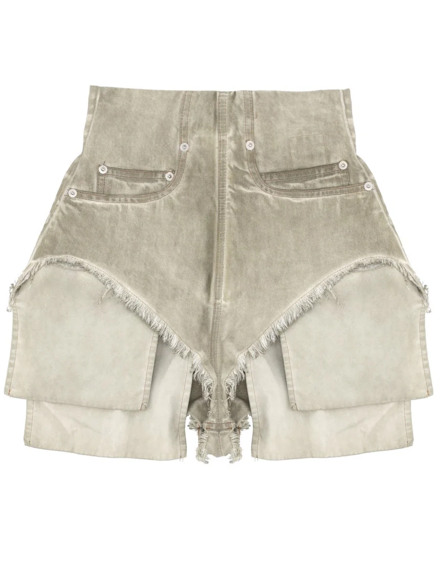 RICK OWENS DRKSHDW Distressed High-rise Denim Shorts - Image 3