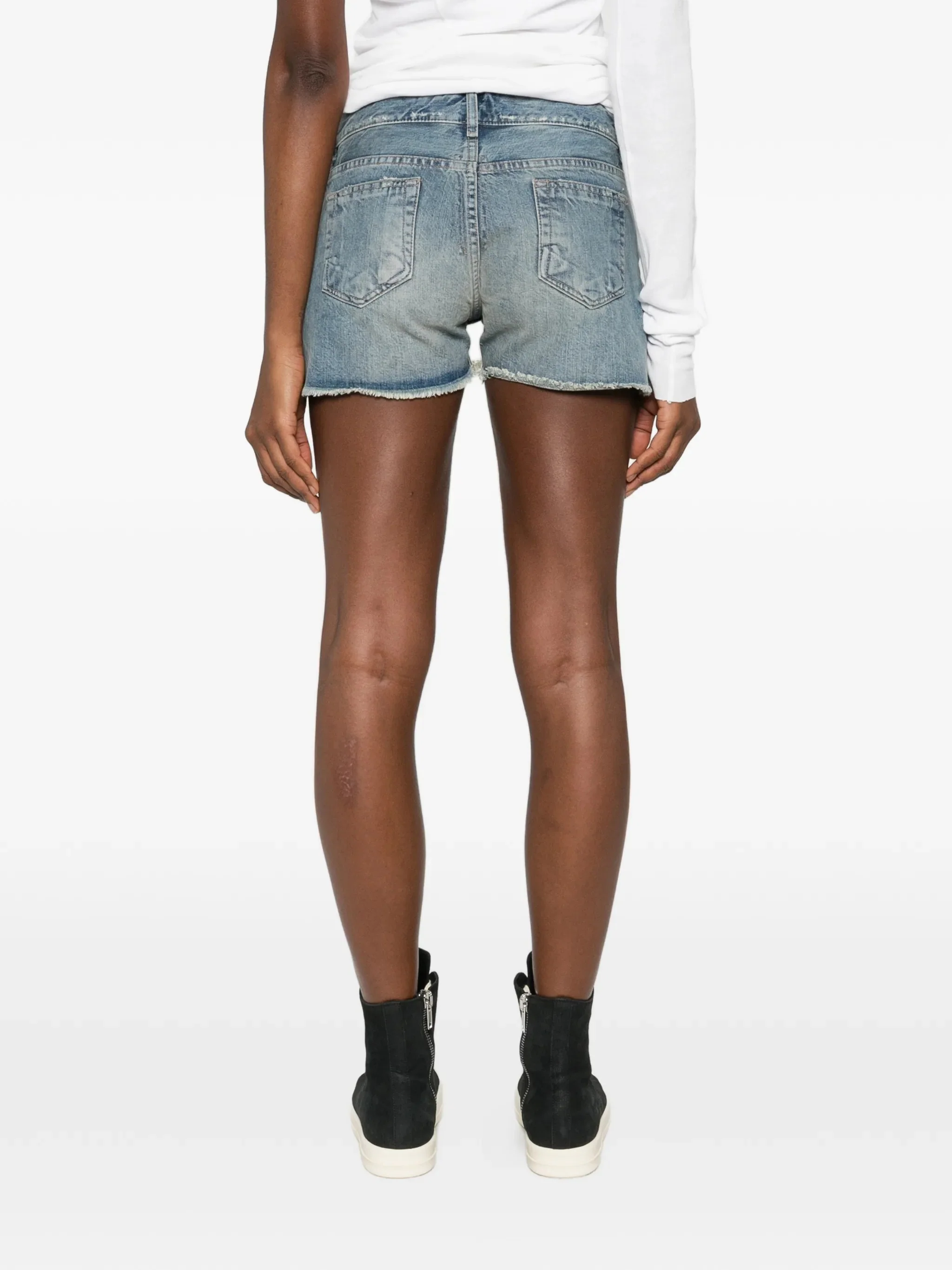 Rick Owens Drkshdw Front Button Mini Shorts with Zip Closure and Belt Loops - Size 26 - Image 4