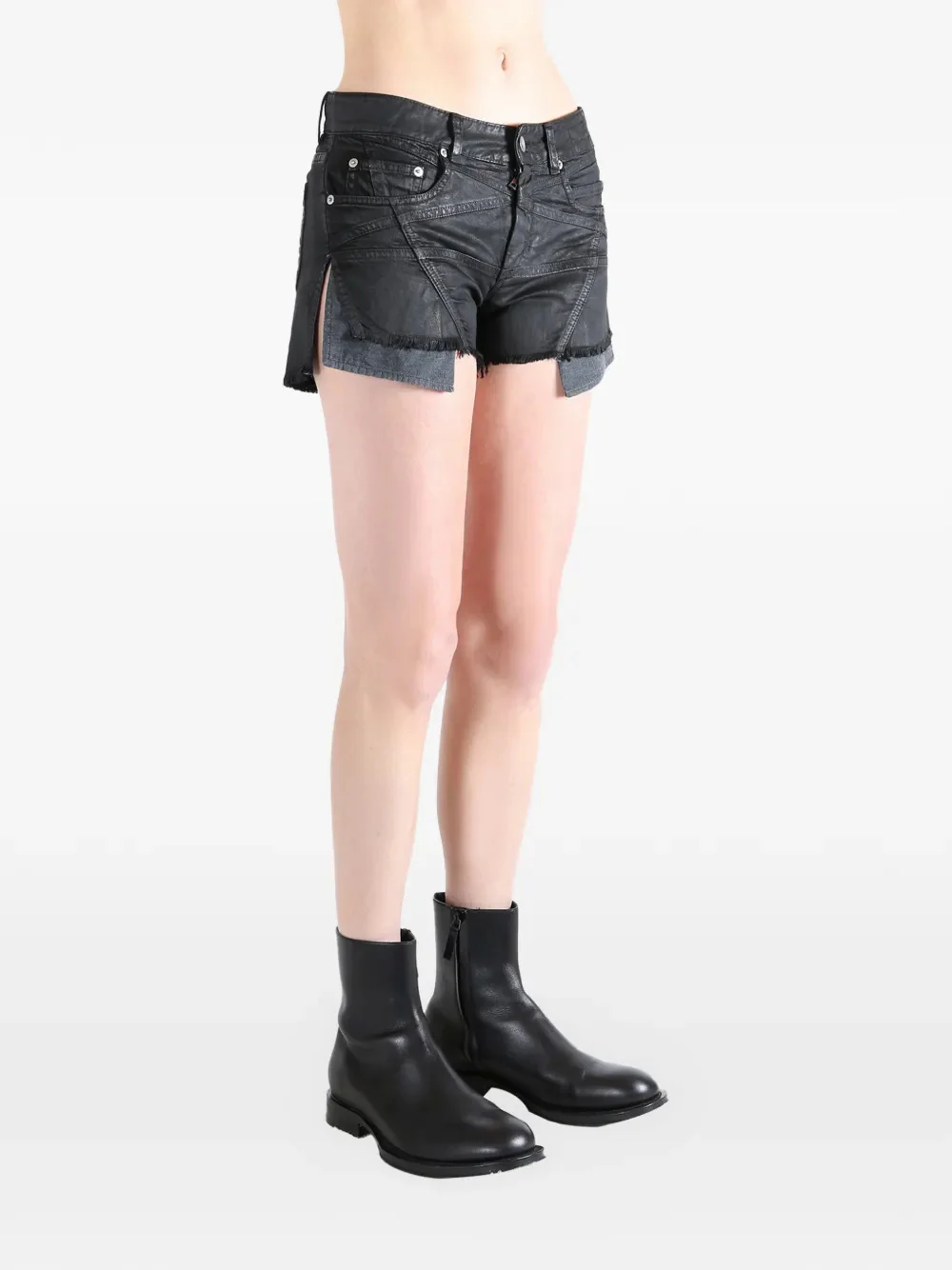 Rick Owens Drkshdw Front Button Mini Shorts with Zipper Closure - Size 26 - Image 3