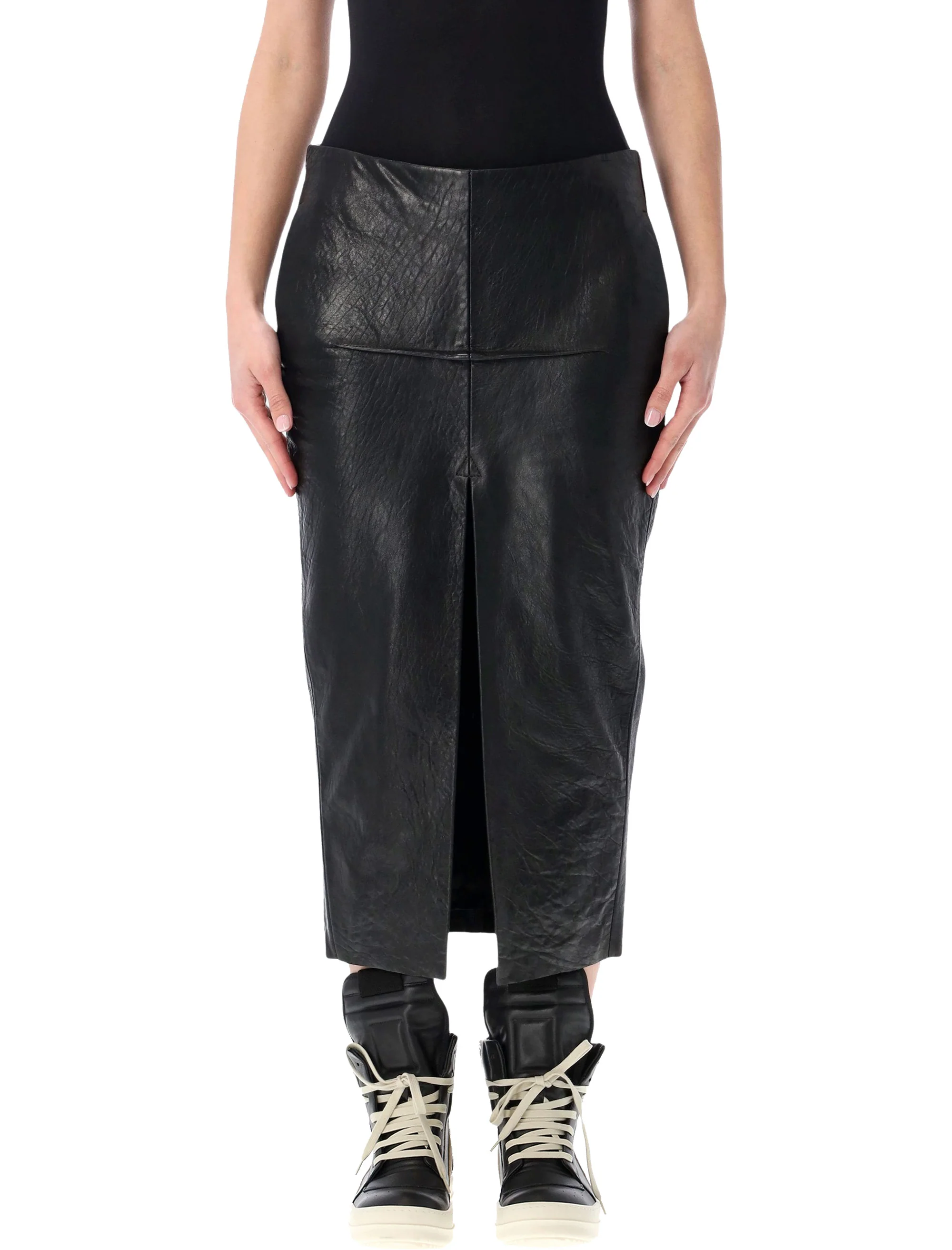 Rick Owens Fog Leather Miniskirt