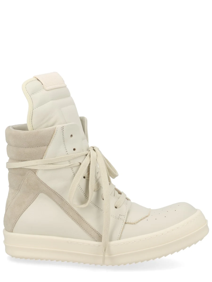 RICK OWENS Geobasket High-top Sneakers in Smooth Leather and Suede