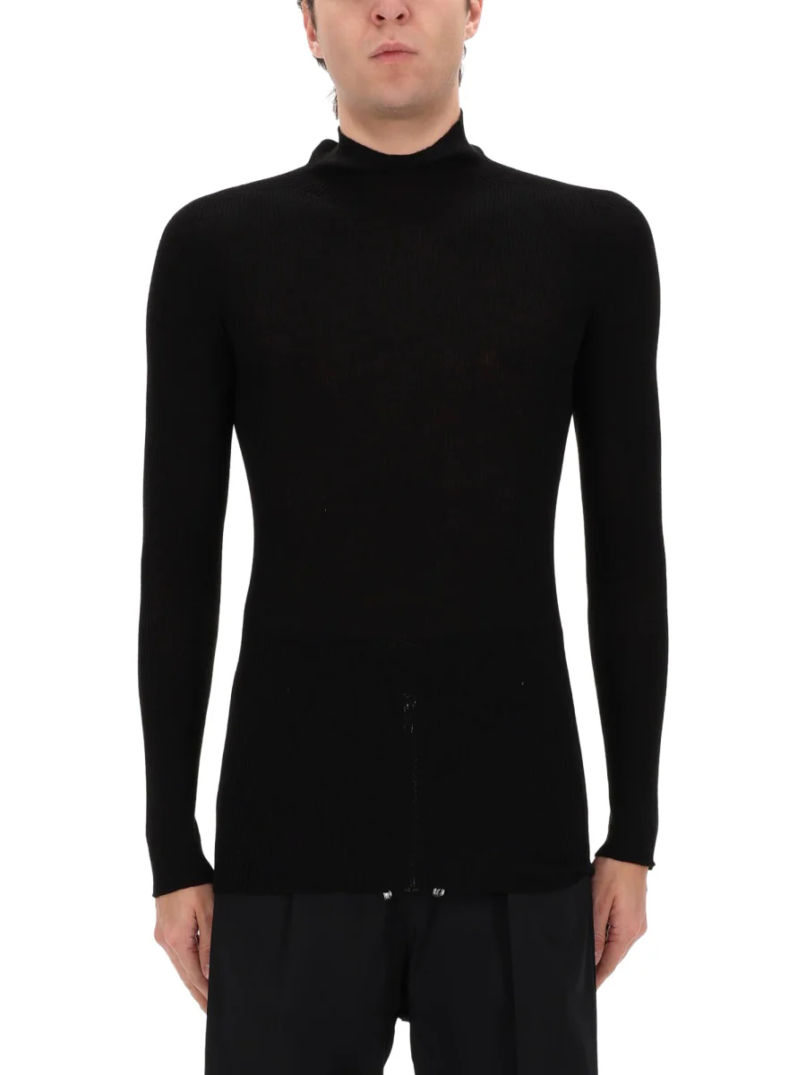 RICK OWENS Ribbed Wool Turtleneck Sweater - Image 4