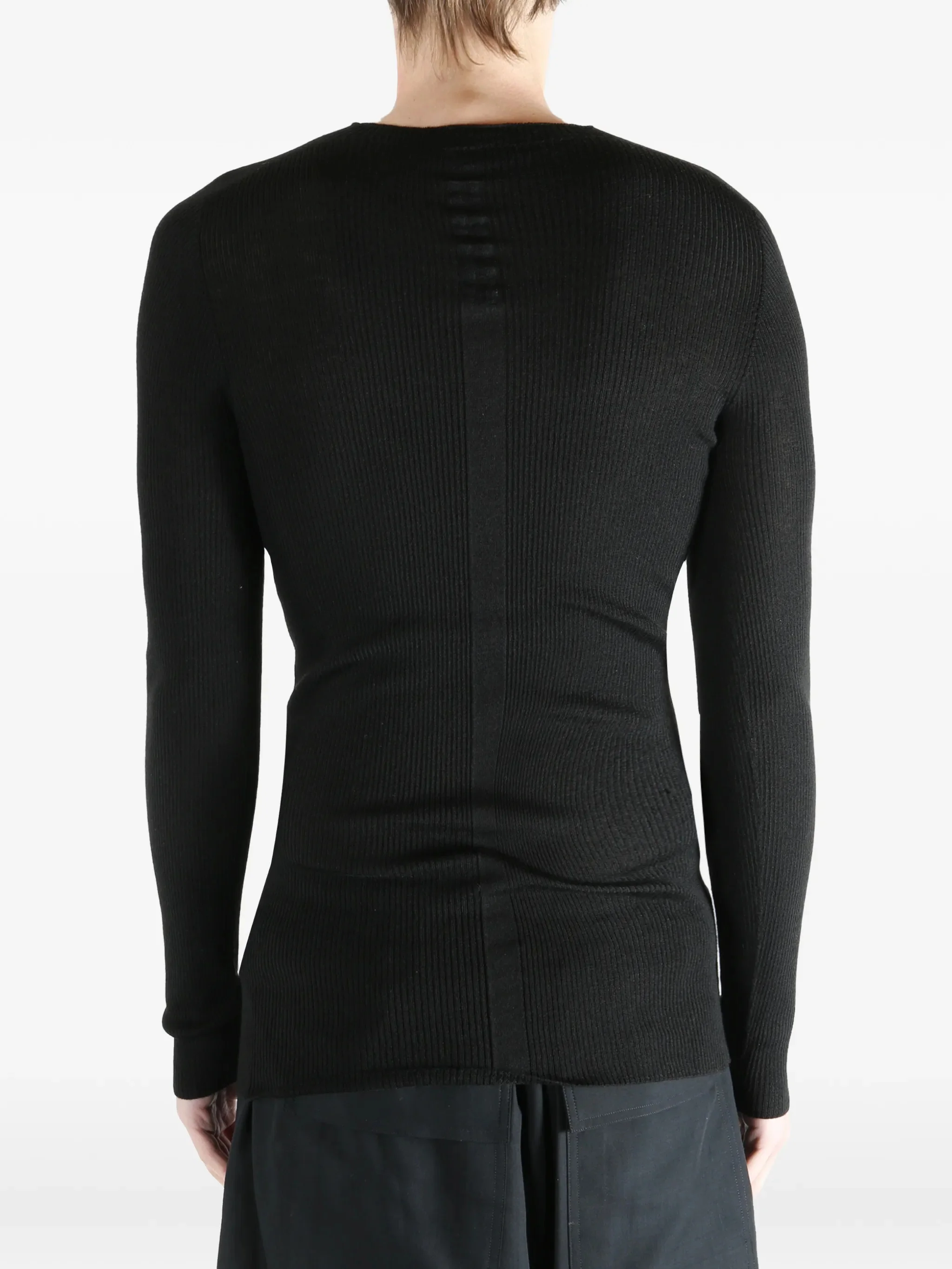 Rick Owens Round Neck Ribbed Knit Sweater - Size M - Image 5