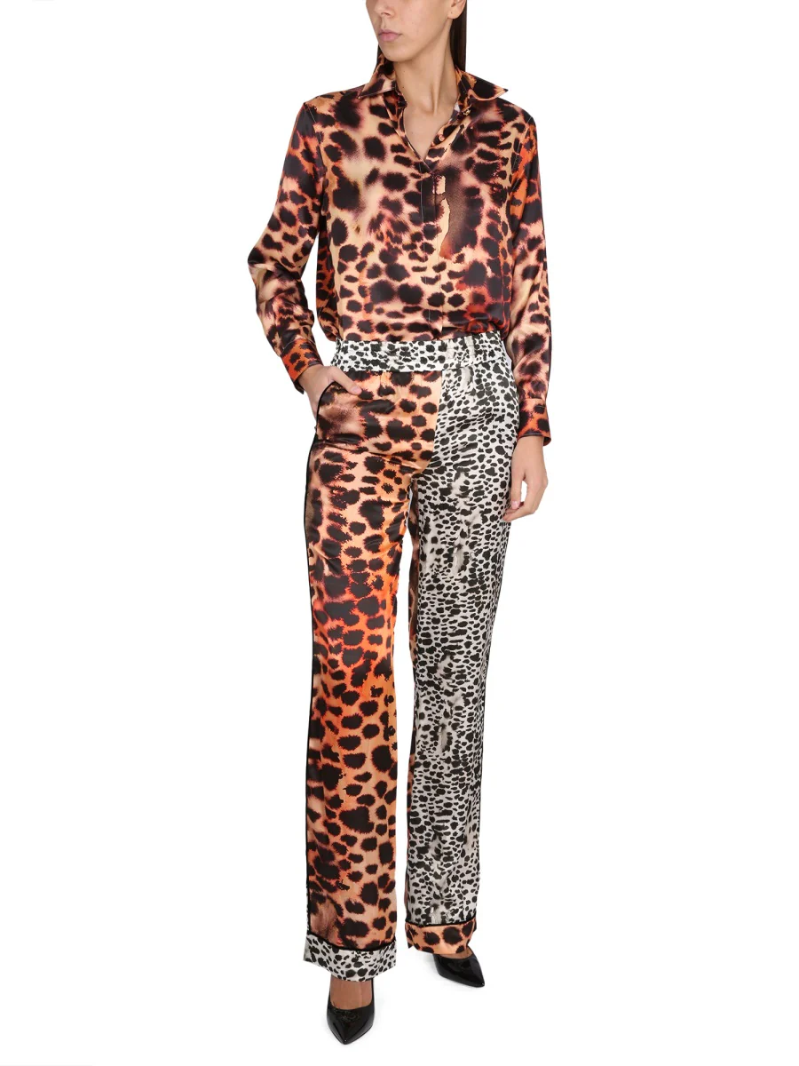 ROBERTO CAVALLI Murena Print Silk Blend Trousers for Women - Image 2
