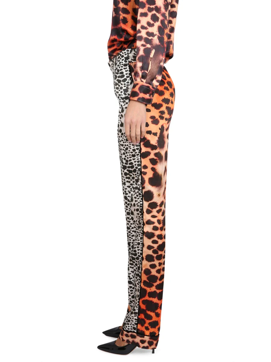 ROBERTO CAVALLI Murena Print Silk Blend Trousers for Women - Image 3